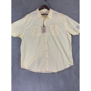 Men's Free Planet 4X Button-up Short Sleeve 4X Yellow Shirt Stretch